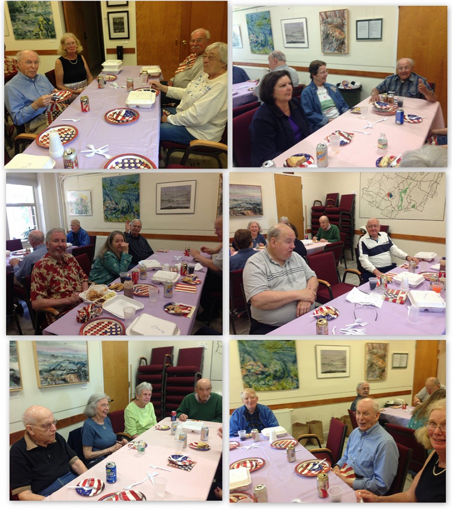 Lincoln veterans and their spouses enjoyed a special barbecue lunch at the Council on Aging on May 30. Photo collage by Howard McAleer.